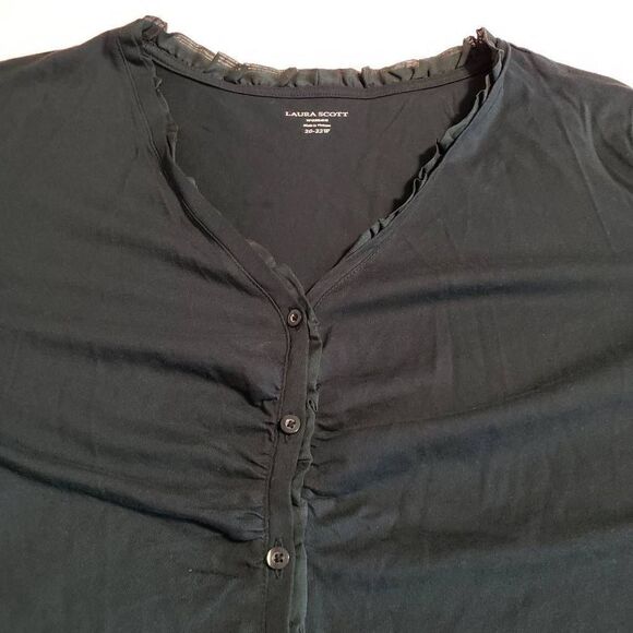 Laura Scott Women's Plus Size Button Front Knit Top - Picture 2 of 7